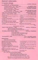 Click to Enlarge - Musical Selections